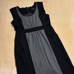 Banana Republic  Black and Gray Tank Dress Sz Large Fringed Neckline